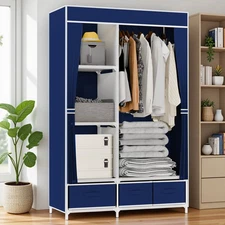 Xmas Design Portable Closet Wardrobe Clothes Rack Storage Organizer w/ Drawers