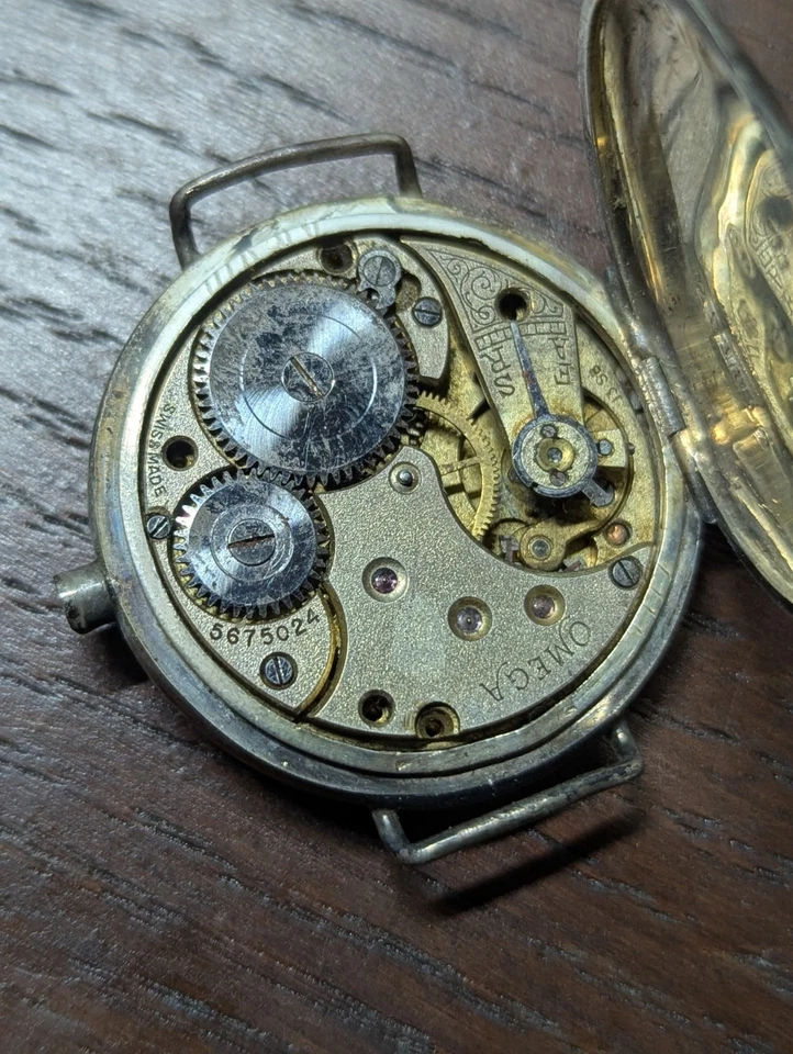 0.925 Silver Partial Omega Trench Watch for Repair /Parts, Missing Balance #P466 - Image 2 of 4