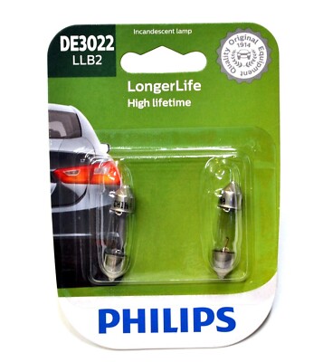 Philips LongerLife DE3022 10W Two Bulbs Interior Map Light Replacement Stock OE