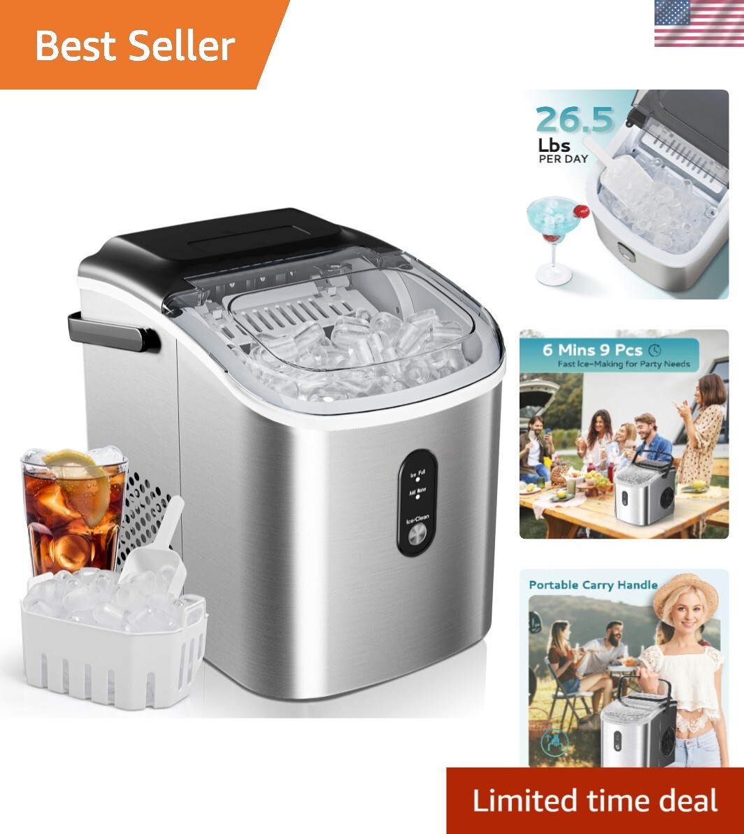 Luxury Portable Ice Maker 26.5 lbs Daily 9 Cubes in 6 Minutes Auto-Cleaning-image