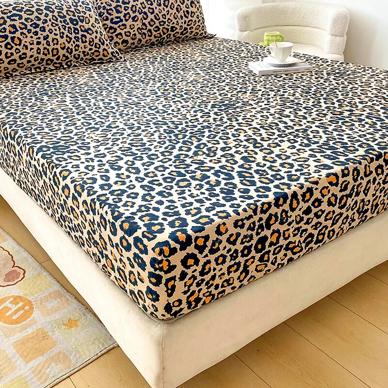 Sábana Ajustable con Funda de Almohada Sábanas Suaves Estampado Leopardo Funda Colchón Ropa de Cama Foto 3 de 4