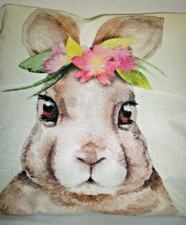 17" x 17" EASTER BUNNY Spring Decorative Throw Pillow COVER