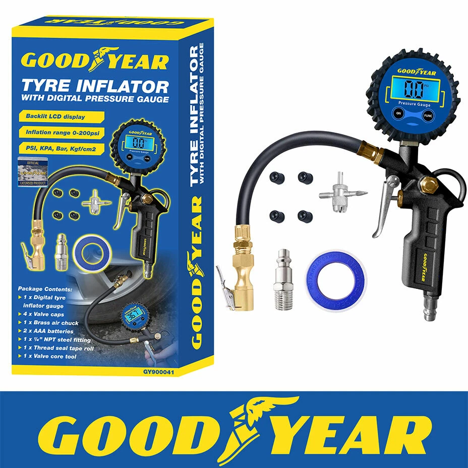 Goodyear Tyre Inflator Air Gun with Digital Pressure Gauge for Air  Compressors