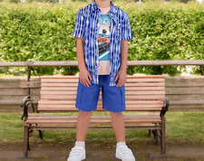 Tommy Bahama Sz 6 Outfit Set Shirt Shorts Tee NWT Blue Grand Prix Kids 3 Piece