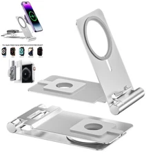 Foldable Aluminum MagSafe Charger Mount Desk Stand for iPhone Apple Watch Tablet