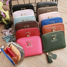 Women Mini Wallet Leather Zipper Coin Purse Clutch Card Holder Small Handbag US