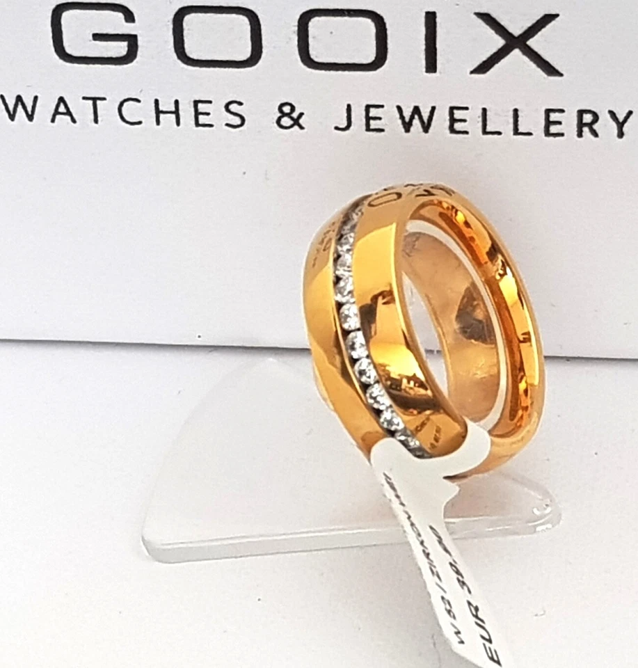 GOOIX Damenring Edelstahl gold NEU Gr 58 Ø 18,4 mm neu Zirkonia RING 20 ohne Box