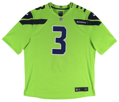 Seahawks Russell Wilson Authentic Signed Neon Green Nike Jersey Fanatics - Picture 3 of 4