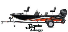 Retro Abstract Red White Tech Black Vinyl Graphic Decal Kit Fish Boat Wrap USA