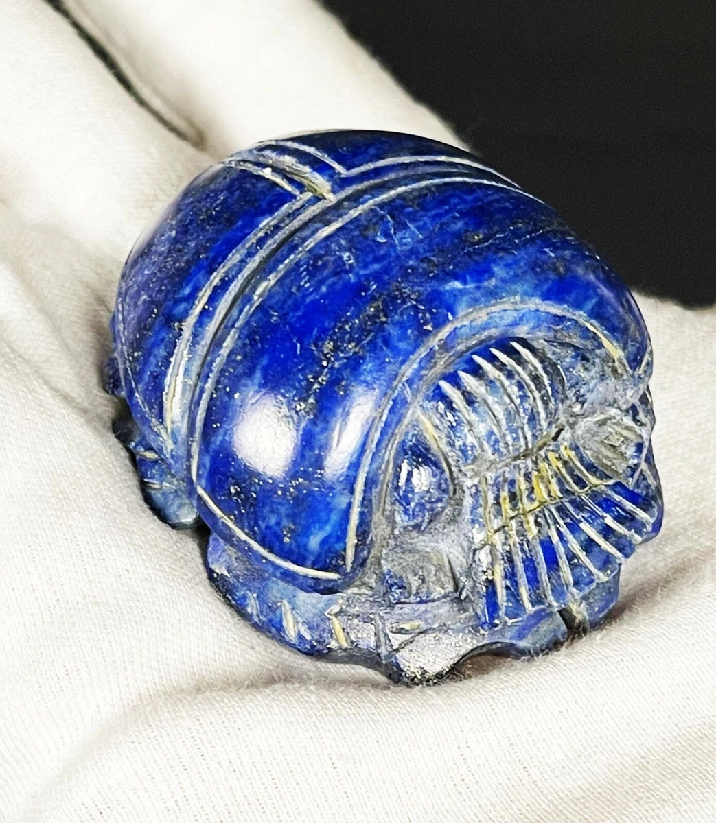 Rare Blue Scarab beetle Symbol of Good luck made of Real Lapis