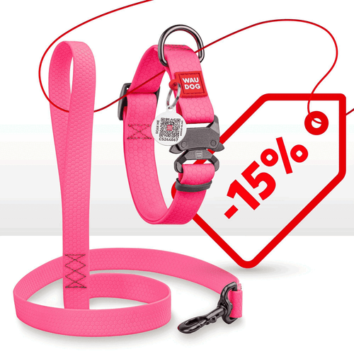 Pink Waterproof Dog Collar Adjustable for Small Dogs 914 in Neck x 3/5 in Wide - Picture 7 of 7