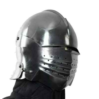 18G Steel Medieval Knight Pig Face Bassinet Helmet W MA SCA LARP Functional Gift
