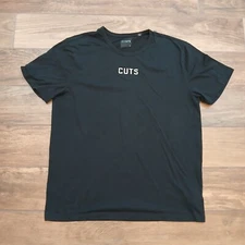 CUTS Shirt Mens Extra Large Black Classic Tee Spell Out Casual Cotton Stretch