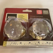 2 big 6cm Decorative Clear Faceted Glass Crystal Mortice Door Knobs Sphere Ball