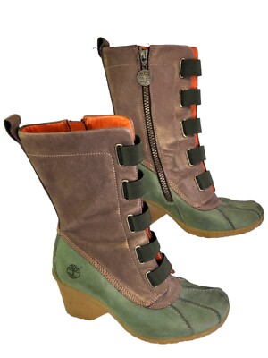 Timberland Urban Mallard High Heeled Rain Duck Boots Tan  display picture 2