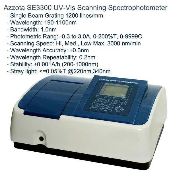 Azzota Corp UvVisible Spectrophotometer, 4Nm Bandwidth,