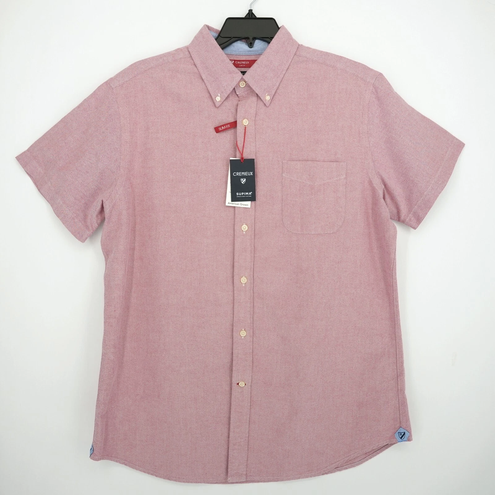 Cremieux Men's Short-Sleeve Shirt XL SLIM Red Solid 100% Supima Cotton NWT $75
Opens in a new window