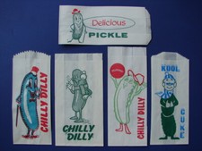 5 ORIG UNUSED CHILLY DILLY PERSONALITY PICKLE BAGS DRIVE IN MOVIE THEATRE BAGS