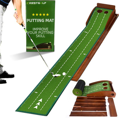 Indoor Golf Putting Green Mat with Auto Ball Return - Home & Office Use