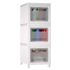 90QT Plastic Storage Container Bins Tote Box Organizer with Lids White 3-Pack