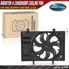 Radiator & Condenser Cooling Fan Assembly w/ Shroud for Ford EcoSport 2018-2021