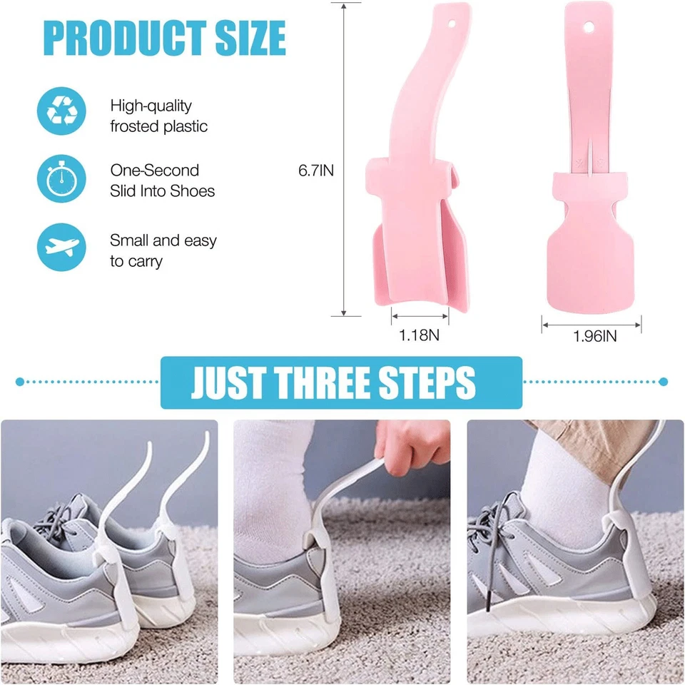 6 Piezas Nuevo Uso Zapato Cuerno Ayudante de Levantamiento Manejo Perezoso Zapato Cuerno Fácil de Encender y Apagar Zapatos Foto 3 de 4