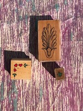 3 Wooden and Rubber Stamps Flowers, Leaves and Plants Hero Arts