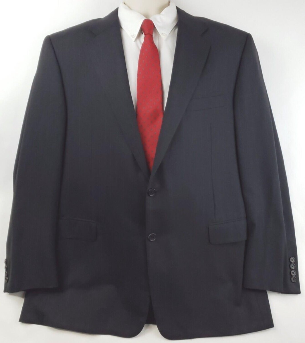 Hickey Freeman Neiman Marcus Blazer Sport Coat Mens 46R Black 100% Wool  USA-Made