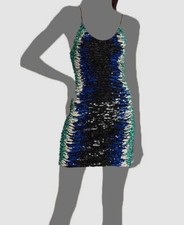 $995 Alice + Olivia Women's Green Scoop Neck Sequin Body-Con Mini Dress Size 10