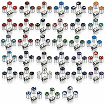 NEW Chrome Football Team Tire Valve Stem Caps w/ Team Colors - Pick A Team