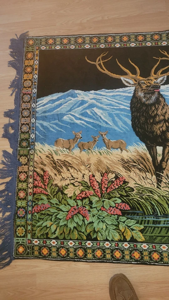 Tapiz alfombra caza ciervos 6fx4.5f grandes colores audaces rústico... Foto 3 de 4