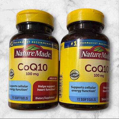 LOT OF 2 Nature Made CoQ10 100mg (72 Soft Gels) EXP2026+ NEW FAST SHIPPING