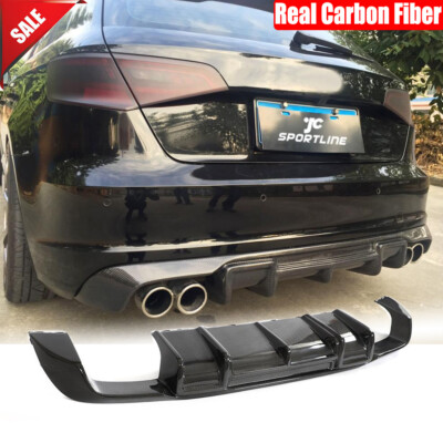 For Audi A3 Sline S3 8V Hatchback 13-15 Real Carbon Rear Bumper Diffuser Lip kit