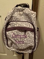 Thirty One Divided Backpack Sling Diaper Bag One Shoulder Purple Gray EUC 60T