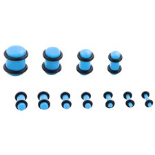 18Pcs Ear Gauges Kit 14G-00G Acrylic O-Ring Ear Plug Expander Piercing Blue
