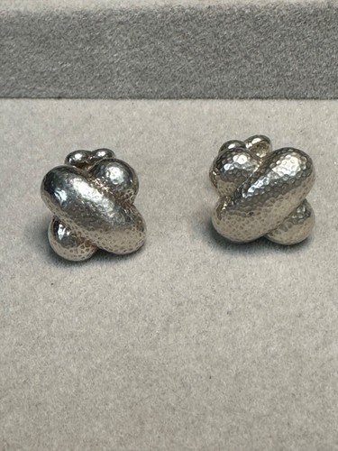 VINTAGE STERLING SILVER AKM ANNE KLEIN MEN'S CRIS CROSS CUFFLINKS 12.4 GRAMS
