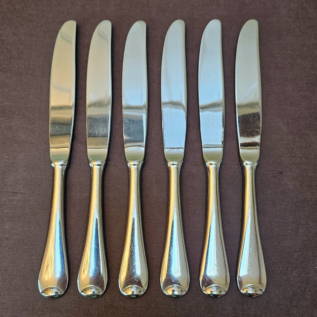 Oneida Satin Scoop 10 Dinner Knives Glossy Bowl Stainless Flatware 9 1