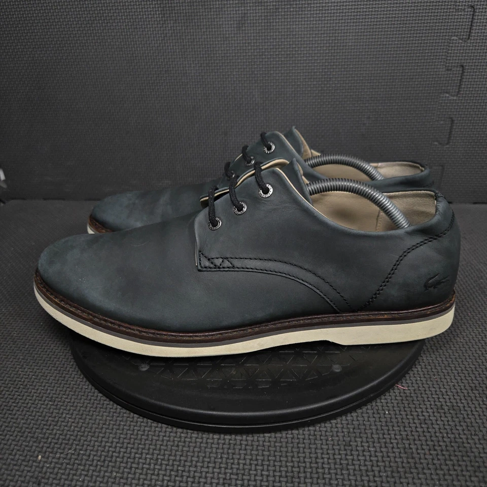 Lacoste Sherbrooke Plain Toe Oxfords Mens Sz 12 Black Leather Dress Shoes - Image 3 of 4