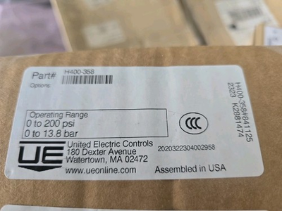 #ad United Electric Controls H400 358 H400 358 0 200 PSI 480 VAC 15A Pressure Switch $170.00