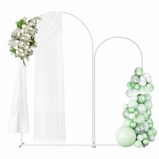 Metal Arch Backdrop Set of 2 7.3FT/6FT , Balloon Arch Stand for Wedding White