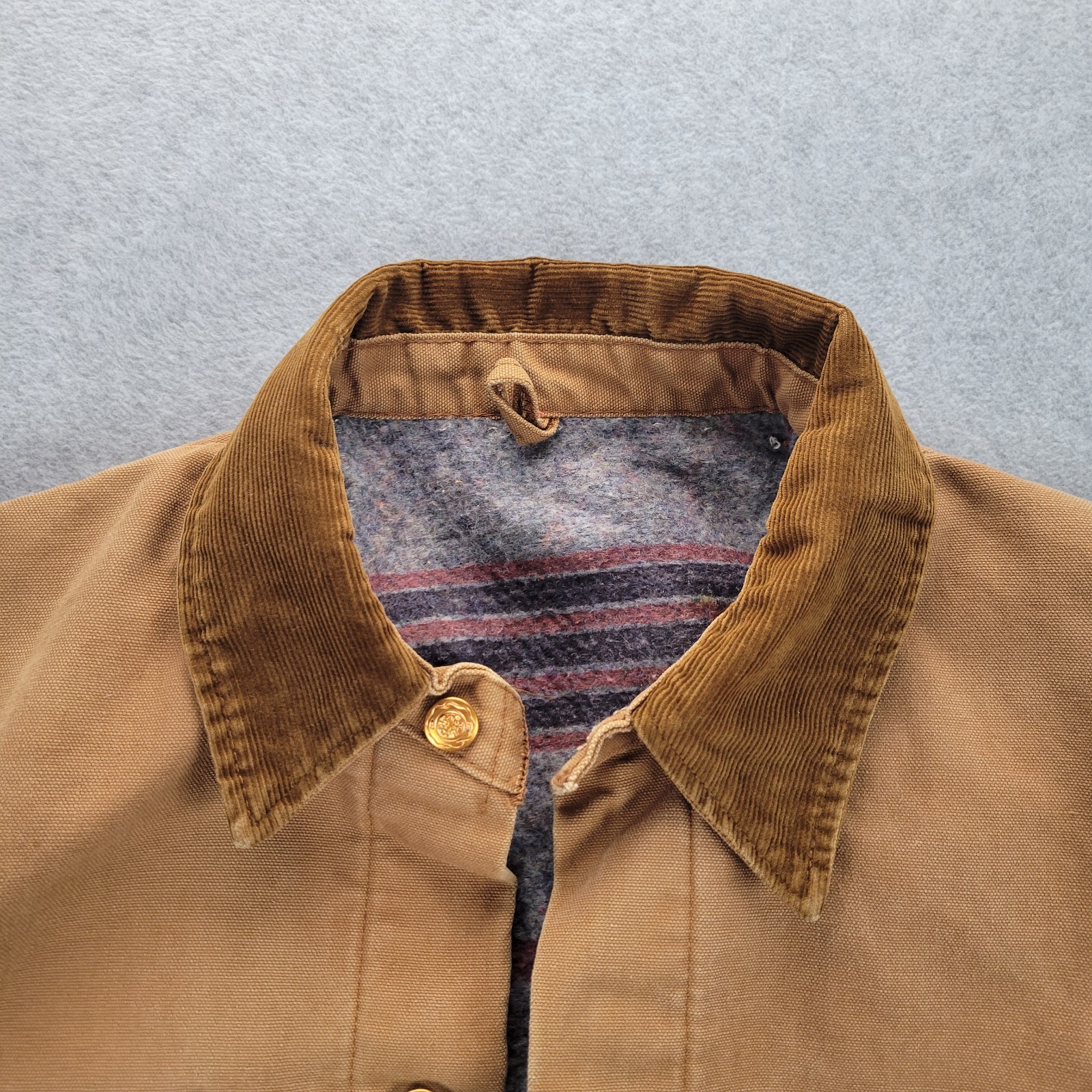 VTG Blue Bell Brown Tan Canvas Blanket Lined Chore Jacket Size 46 Detroit