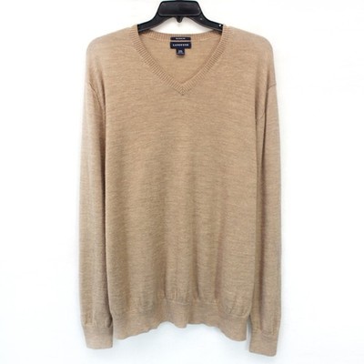 Lands' End Plus 100% Merino Wool Men's V-Neck Sweater Pullover Casual XXL 50-52