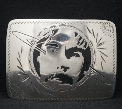 WA23141 VINTAGE 1970s JOHNSON & HELD **MAN'S FACE** ARTWORK BELT BUCKLE