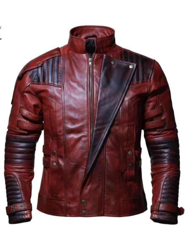 Guardians of the Galaxy Star Lord Chris Pratt Maroon Real Leather Jacket