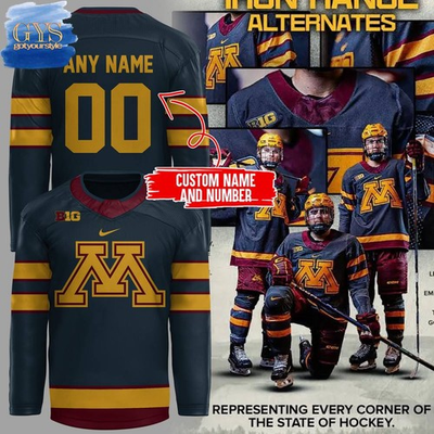 #ad Personalized Minnesota Golden Gophers Iron Range Alternates Hockey Shirt Men#x27;s $36.99