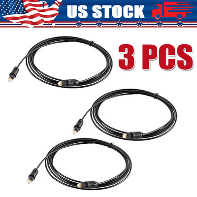3pcs 6FT Digital Fiber Optic Audio Cable Cord Optical TosLink for TV DVD AMP USA