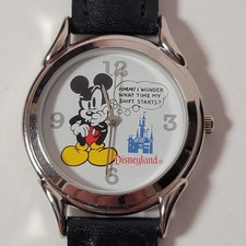 Rare HTF Vtg LE Disneyland Mickey Mouse What Time Does My Shift Start Watch PA