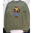 Bid POLO RALPH LAUREN Polo Bear Crewneck Knit Sweater Olive Green Medium NWT — photo 1