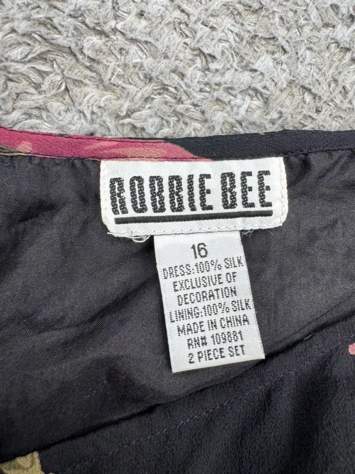 Vestido Robbie Bee Mujer 16 Negro Floral Seda Volantes Babydoll Cachicho Hada Y2K Foto 3 de 4