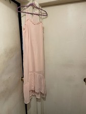 Women’s Blush Pink Ruffle Trim Maxi Dress Size Small Sleeveless Flowy Boho
